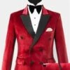 Men Red DB44 Velvet Double Breasted Tuxedo