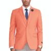 "Orange Men's Summer Suit With Two Button Vest Plaid Pants"