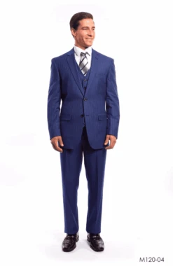 Dark Royal Blue Pinstripe Suit - Indigo - Cobalt Blue Pinstripe Business Suits