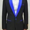 Dinner Jacket - Black/Royal Blue - Mens Wholesale Blazers