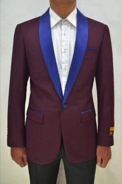 Dinner Jacket - Burgundy/Navy - Mens Wholesale Blazers