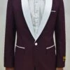 Dinner Jacket - Burgundy/White - Mens Wholesale Blazers