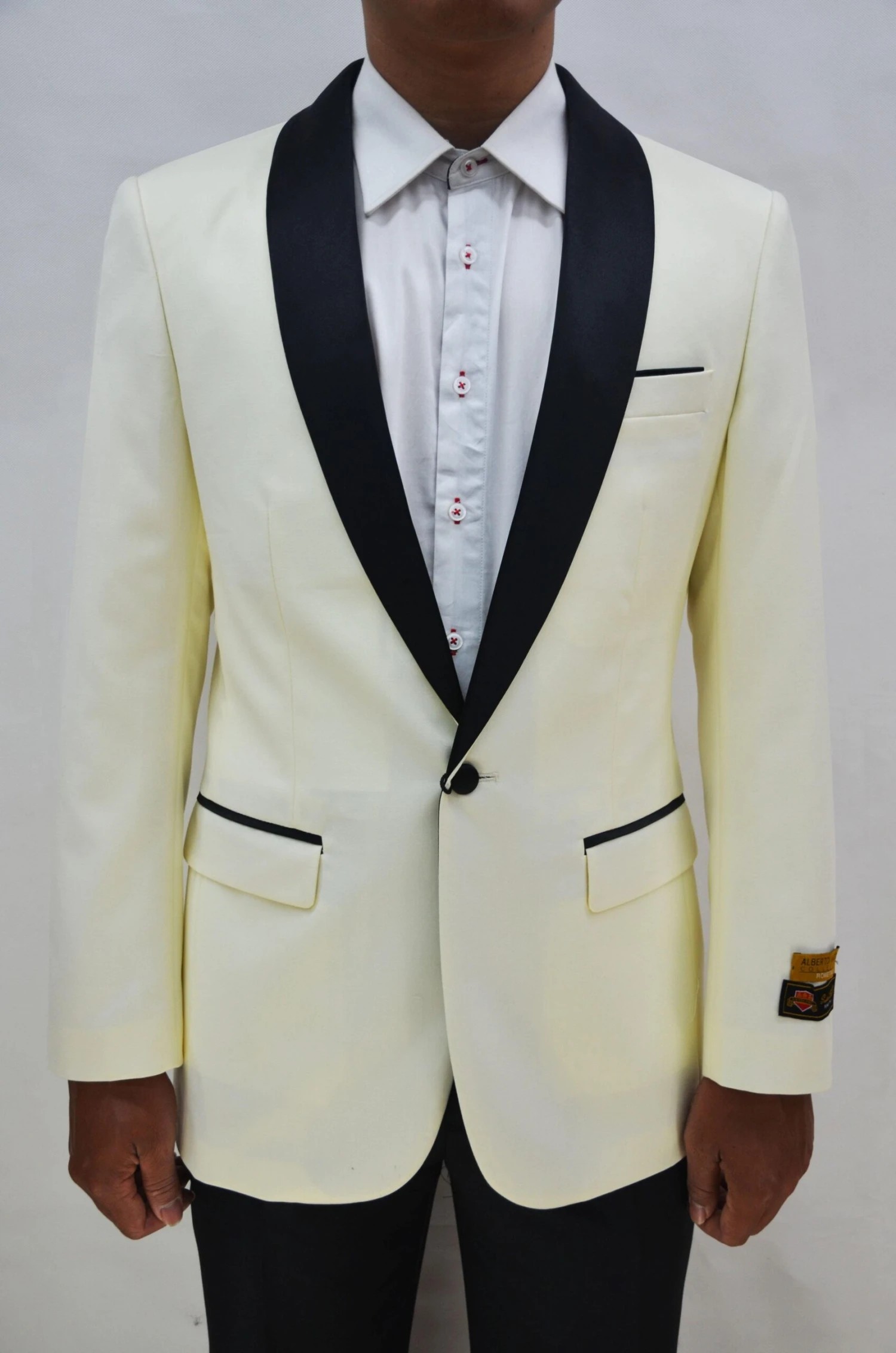 Dinner Jacket - Ivory/Black - Mens Wholesale Blazers 1 Dinner Jacket - Ivory/Black - Mens Wholesale Blazers
