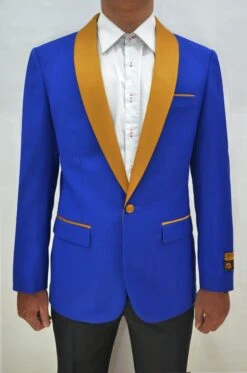 Dinner Jacket - Royal Blue/Gold - Mens Wholesale Blazers