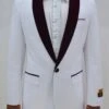 Dinner Jacket - White/Burgundy - Mens Wholesale Blazers