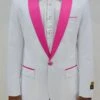 Dinner Jacket - White/Fuschia - Mens Wholesale Blazers