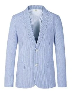 Pinstripe Blazer For Men - Bold Pinstripe Sport Jacket Perfect For Casual Or Dressy In Blue