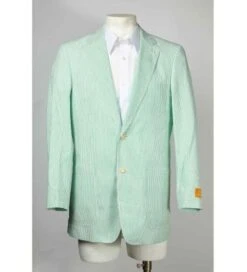Pinstripe Blazer For Men - Bold Pinstripe Sport Jacket Perfect For Casual Or Dressy In Green