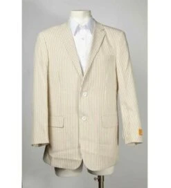 Pinstripe Blazer For Men - Bold Pinstripe Sport Jacket Perfect For Casual Or Dressy In Taupe