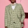 Green Plaid Suits - Mens 3 Piece Plaid Suit - Fashion Suit
