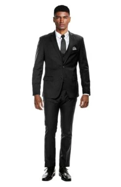 Title Skinny Fit Suit - Extra Slim Fit Prom Suit Black Ultra Slim Fit 3-Piece Prom Suit