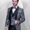 Statement ITALY Suit - Super 150's Wool Suit Statement Men's Outlet 3 Piece Modern Fit Tuxedo - Swirl Pattern