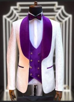 Wedding Tuxedos For Men In Purple Classic Wedding Tuxedo Style For Guys - Two Toned Lapel