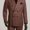 Steve Harvey Suit - Peak Lapel Modern Fit - No Pleated Pants Designer Brand Red 3 Piece Vested Suit