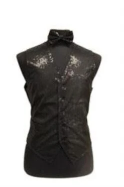 Sparkly Bow Tie Satin Shiny Sequin Dress Tuxedo Wedding Vest/bow Tie Set Black - Men's Neck Ties - Mens Dress Tie - Trendy Mens Ties