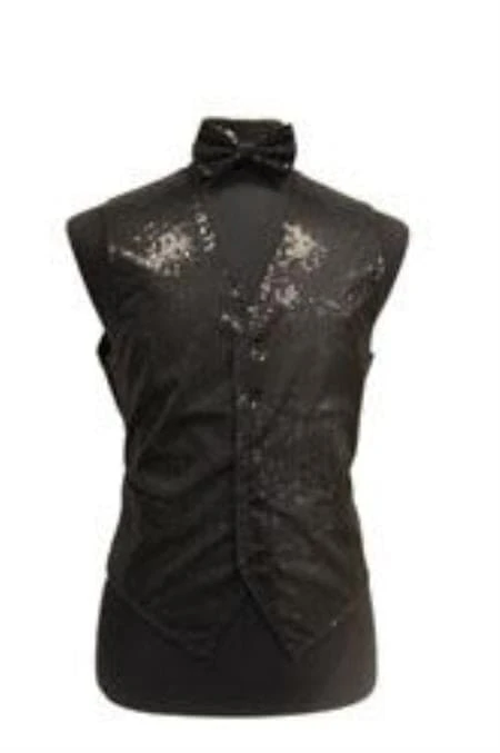 Sparkly Bow Tie Satin Shiny Sequin Dress Tuxedo Wedding Vest/bow Tie Set Black - Men's Neck Ties - Mens Dress Tie - Trendy Mens Ties 1 Sparkly Bow Tie Satin Shiny Sequin Dress Tuxedo Wedding Vest/bow Tie Set Black - Men's Neck Ties - Mens Dress Tie - Trendy Mens Ties