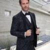 Statement ITALY Suit - Super 150's Wool Suit Statement Men's 3 Piece Modern Fit Lace Tuxedo - Velvet Lapel