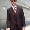 Statement ITALY Suit - Super 150's Wool Suit Statement Men's 3 Piece Modern Fit 100% Wool Suit - Two Tone Windowpane