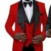 Holiday Suit - Christmas Suit - Christmas Blazer Men's 1 Button Front Red Tuxedo Jacket Vest Set