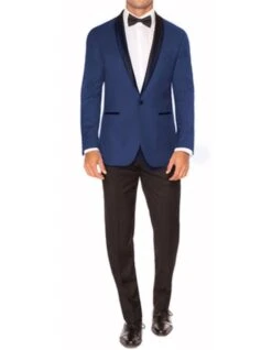 Mens Designer Traditional Shawl Dinner Jacket In Blue