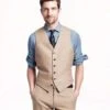 Mens Linen Vest And Pants Set - Wedding Summer Vestin Taupe
