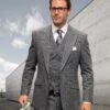 Statement ITALY Suit - Super 150's Wool Suit Statement Men's 3 Piece 100% Wool Tweed Fashion Suit - Plaid Pattern