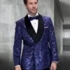 Statement ITALY Suit - Super 150's Wool Suit Statement Men's 2 Piece Modern Fit Lace Tuxedo - Side Trim Pants