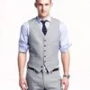 Mens Linen Vest And Pants Set - Wedding Summer Vestin Light Gray