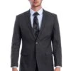 "Modern Fit Men's Summer Suit - Two Button Linen Look, Dark Grey"