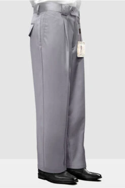 Mens Italian Wool Wide Leg Dress Pants In Light Grey