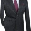 "Black Men's Slim Fit Paisley Wedding & Prom 2025 Suit - Shiny Finish"