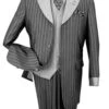 "Black Sharkskin Pinstripe Men's Zoot Suit With Vest - Fashion Closeout"