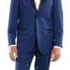 Mens Blue Wedding Suit Slim Fit Tuxedos For Men Dark Blue Peak Lapel Crisp