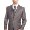 Grey Men's Wedding & Business Suit - Solid Color Two Button Vested