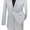 "Silver Grey Men's Slim Fit Paisley Wedding & Prom 2025 Suit"