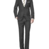 Gray Groomsmen Suits Mens 2 Button Modern Fit Suit Charcoal Grey