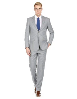 Gray Groomsmen Suits Mens Modern Fit Summer Wedding Suit Light Grey