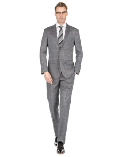 Gray Groomsmen Suits Mens Slim Fit Window Pane Suit Medium Grey -Alberto Nardoni Shop gray groomsmen suits mens slim fit window pane suit medium grey