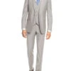 Gray Groomsmen Suits Mens Smart Slim Vested Suit Light Grey