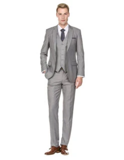 Gray Groomsmen Suits Mens Vested Smart Modern Fit Suit Light Grey -Alberto Nardoni Shop gray groomsmen suits mens vested smart modern fit suit light grey