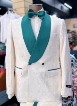 Men Green And White Suits - Green And White Tuxedos