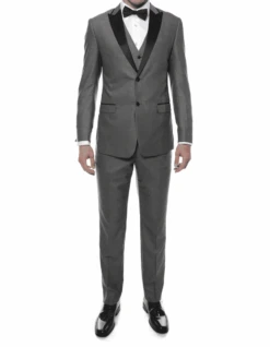 Grey And Black Suit - Gray Tuxedo - Mens Formal Business Wedding Dress Brown Vest Suit