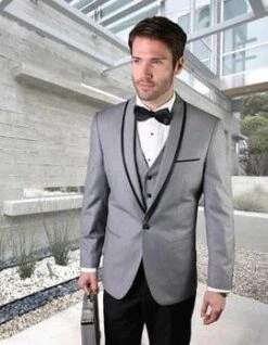 Mens Grey Groom Suit Groomsmen Suits