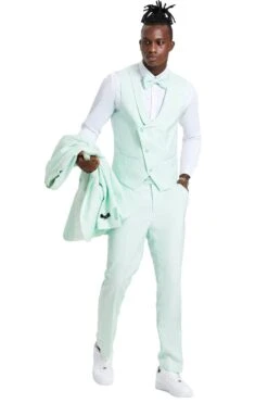 "Men's Mint Green Polka Dot Prom 2025 & Wedding Suit - One Button Double Breasted Vest" -Alberto Nardoni Shop hHUm4gg