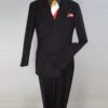 "Classic Fit Men's Double Breasted Suit - 100% Super 150's Wool, Black"