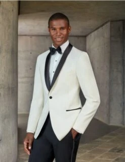 Mens Designer Ivory & Black TraditionalDinner Jacket