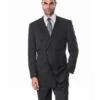 Double Breasted Pinstripe Suit - Men's Alberto Nardoni Double Breasted Suits Black Shadow Stripe Ton One Tone Conservative Pinstripe Side Vents Suit