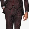 Men's Black And Red Pinstripe Gatsby Vintage Suit For Sale