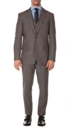 1930s Fashion Tweed ~ Herringbone Pattern-1930s Tuxedo - Gray Suit