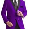 Velour Men's Blazer Jacket Purple Two Button Party Suit & Tuxedo & W/ BlackVelvet Or Suit Fab